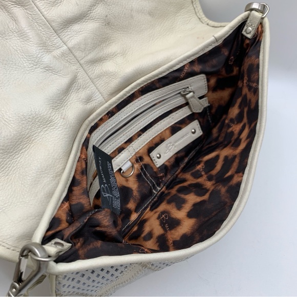 B.Mackowsky Light Gray Leather Perforated Large Clutch Handbag - Picture 15 of 16